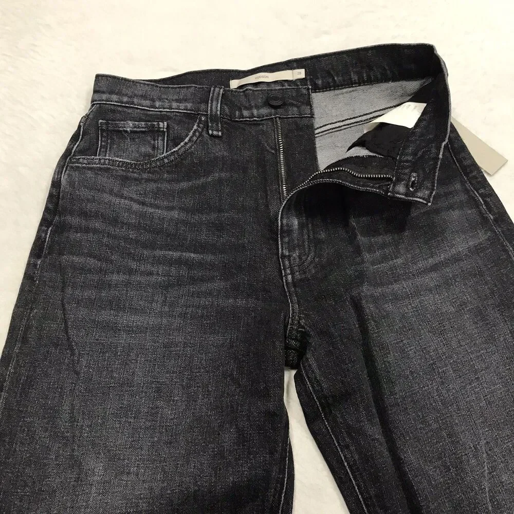 NWT HUDSON Jodie Flare Jean Women 25 (28x30) Faded Noir Black Wash Distressed - Picture 4 of 16